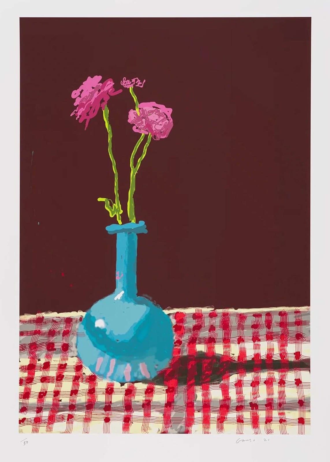Roses in a Blue Vase by David Hockney
